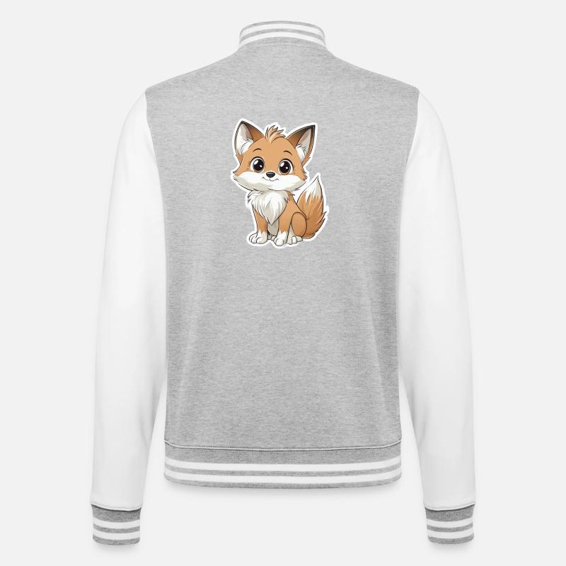 Fuchs - College-Sweatjacke - Grau meliert/Weiß