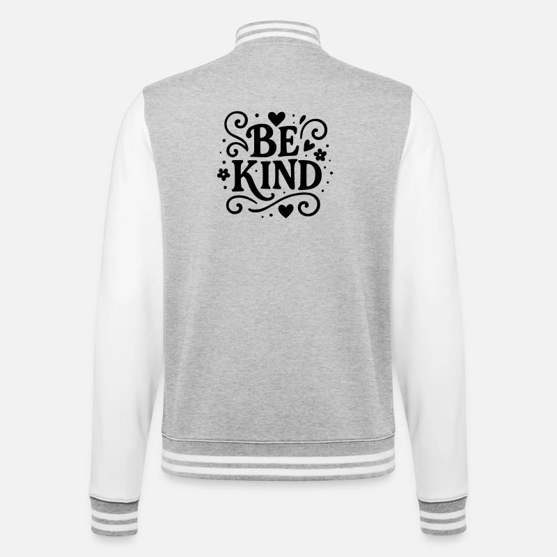 Be kind verspieltes Design - College-Sweatjacke - Grau meliert/Weiß