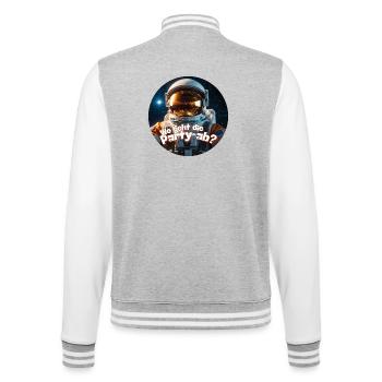 Weltraum-Partyfrage mit Astronaut - College-Sweatjacke - Grau meliert/Weiß - Hinten - Marisol (170cm)