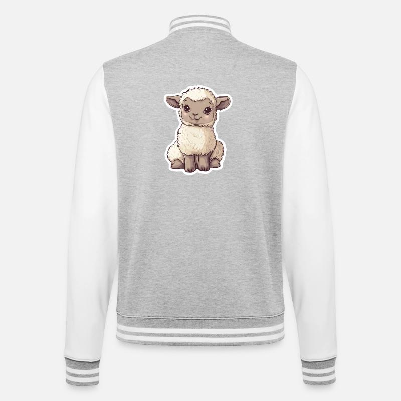 Schaf - College-Sweatjacke - Grau meliert/Weiß