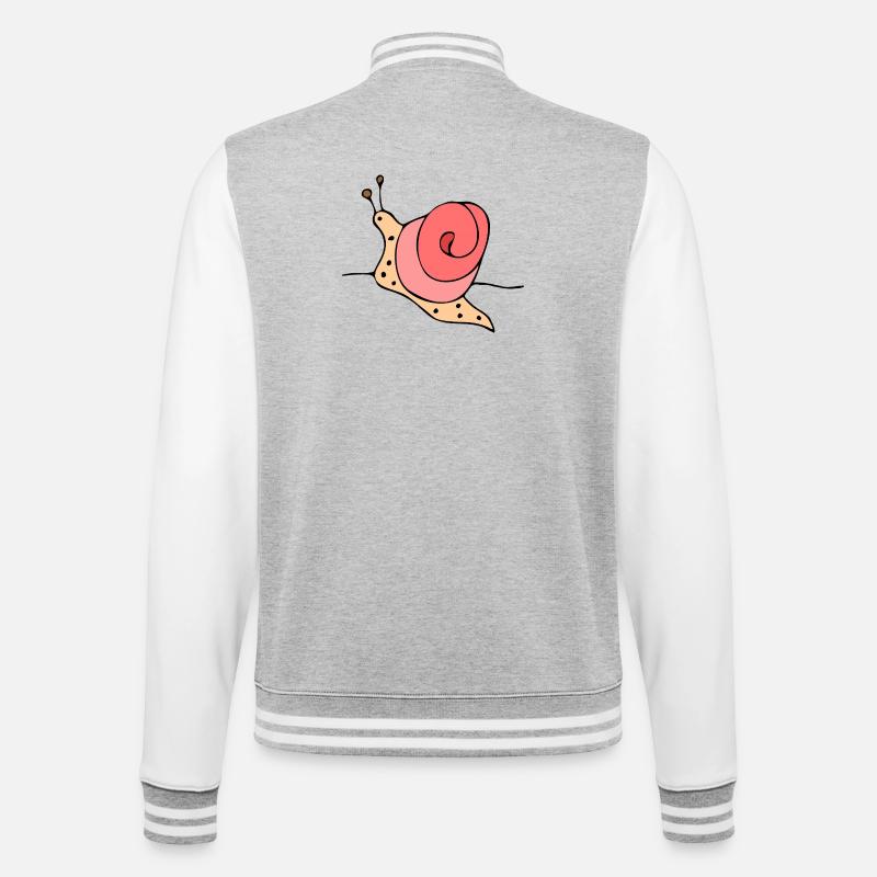 Stylized snail on pink background - College Sweat Jacket - heather grey/white
