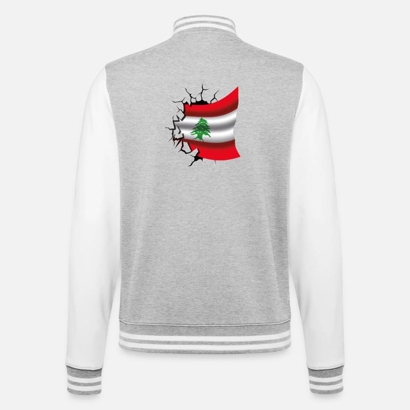 Drapeau du Liban - Drapeau Broken Design - Veste Teddy - gris chiné / blanc