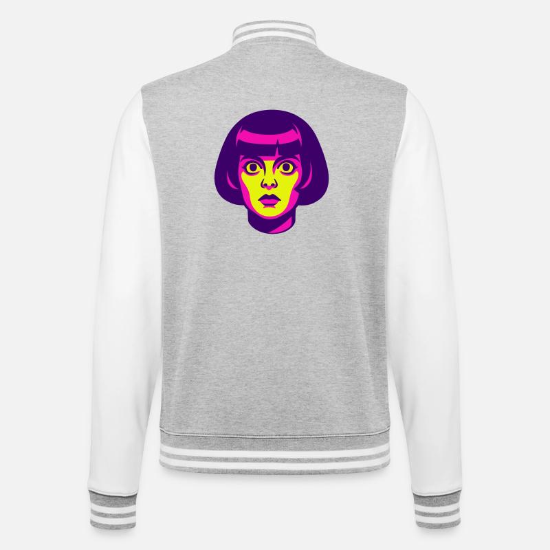 Hypno Beauty 60s - College-Sweatjacke - Grau meliert/Weiß