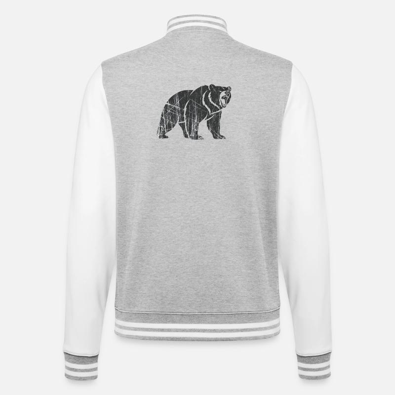 Abstract bear with line patterns - College Sweat Jacket - heather grey/white