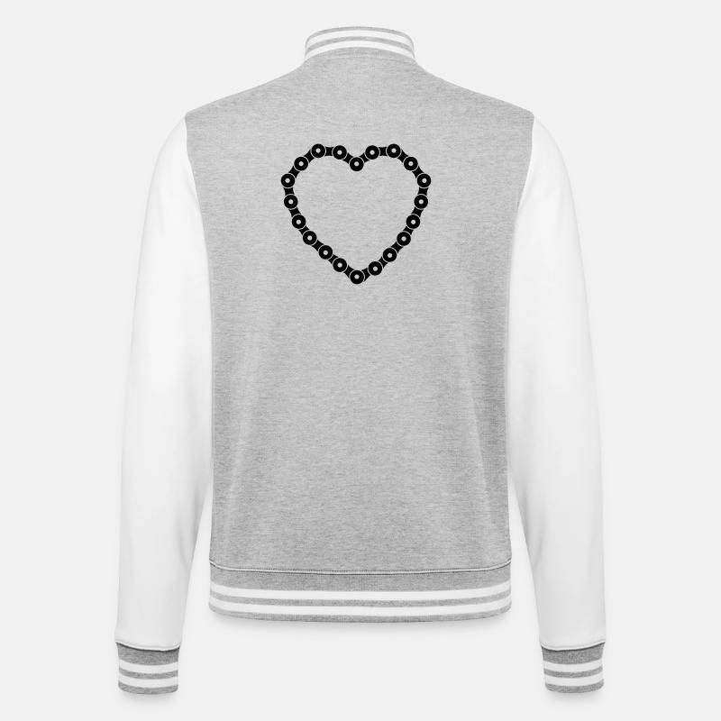 Heart-shaped bicycle chain – Creative design - College Sweat Jacket - heather grey/white