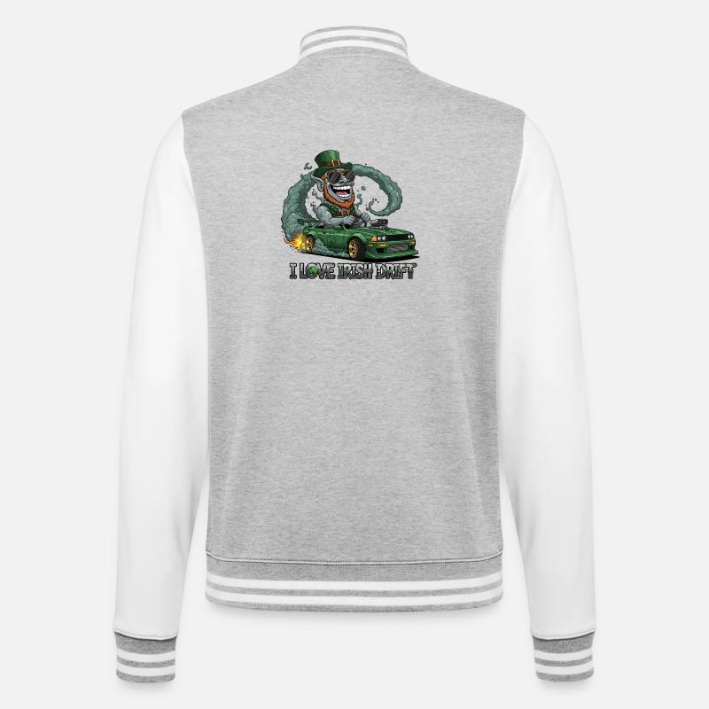St. Patrick's Day Stunt Drifting Design - College Sweat Jacket - heather grey/white