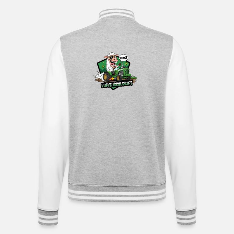 Irisches Drift Schaf Auto Design - College-Sweatjacke - Grau meliert/Weiß