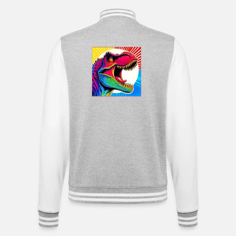 Dinosaurier - College-Sweatjacke - Grau meliert/Weiß