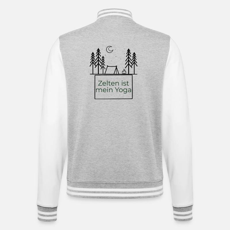Le camping, c’est mon yoga - Veste Teddy - gris chiné / blanc