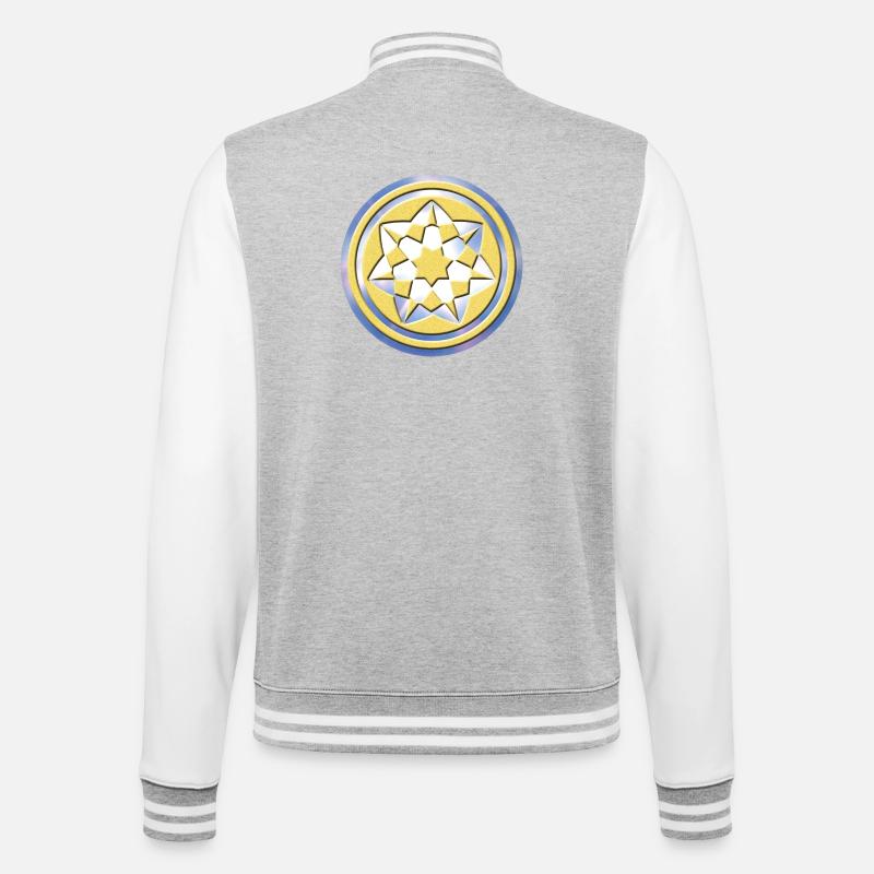 Geometric Crop Circle Pattern - College Sweat Jacket - heather grey/white