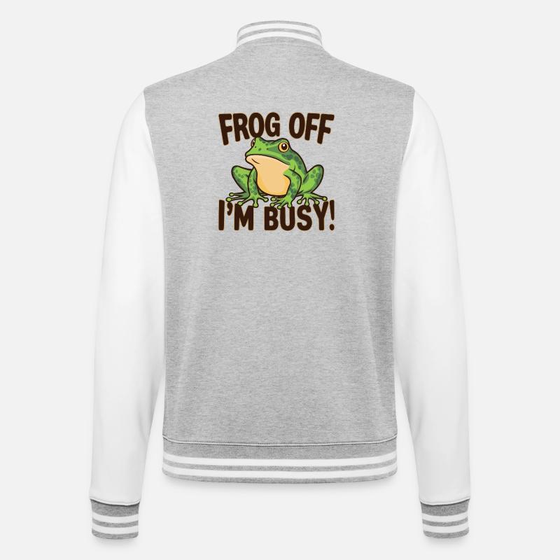 Frosch mit Blick auf das Wesentliche - College-Sweatjacke - Grau meliert/Weiß