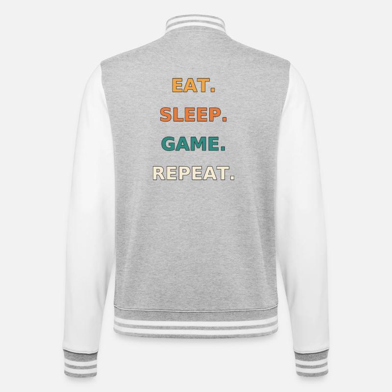 Eat. Sleep. Game. Repeat. - Veste Teddy - gris chiné / blanc
