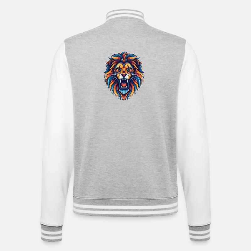 Löwe - College-Sweatjacke - Grau meliert/Weiß