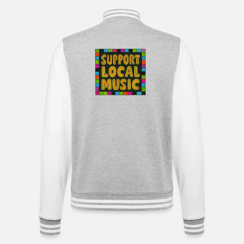 Support Local Music Hand-Drawn Sign - College Sweat Jacket - heather grey/white