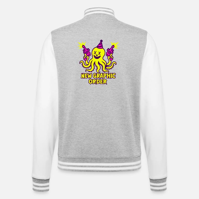 NGO Krake Neon Pop - College-Sweatjacke - Grau meliert/Weiß