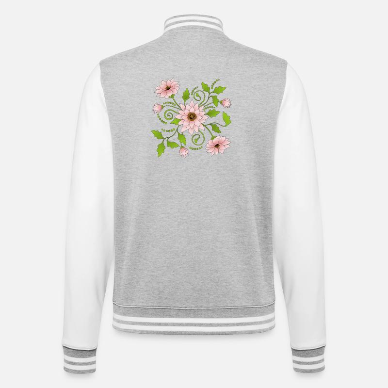Blumen - College-Sweatjacke - Grau meliert/Weiß