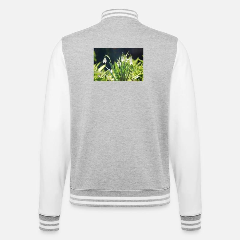 Snowdrop Spring Bloom Design - College Sweat Jacket - heather grey/white
