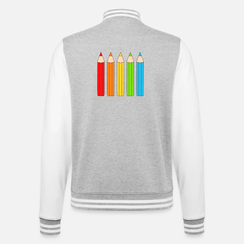 Vibrant Colour Pencil Array Design - College Sweat Jacket - heather grey/white