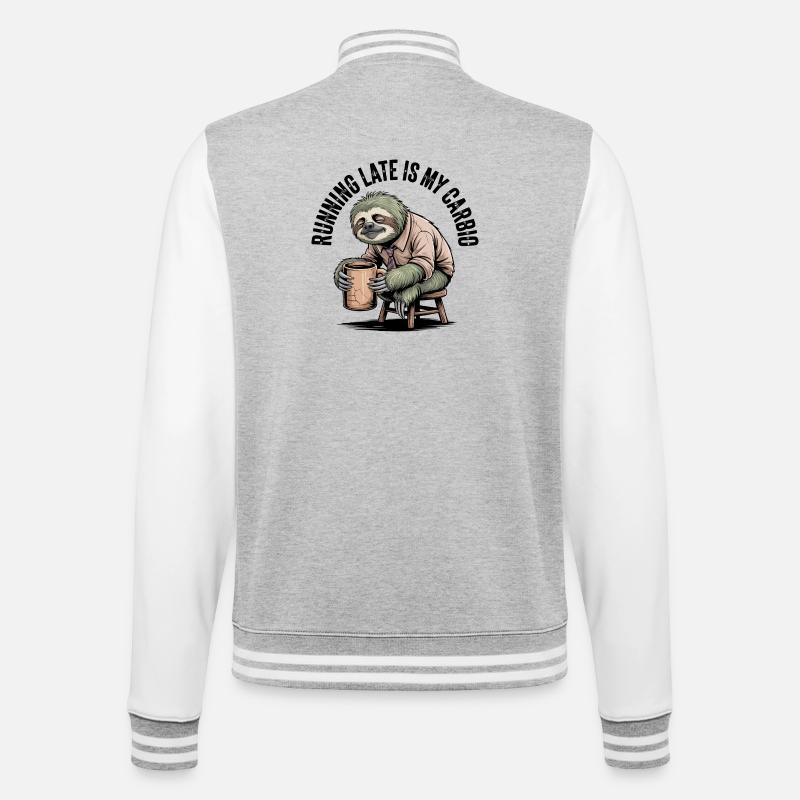 Running Late Is My Cardio Sloth - College Sweat Jacket - heather grey/white