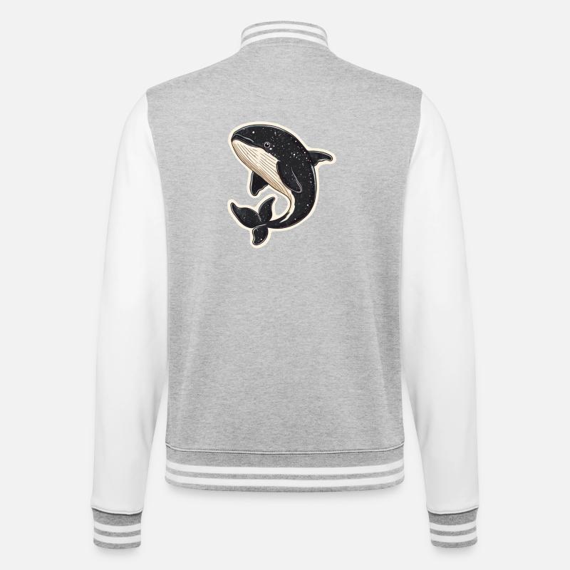Wal - College-Sweatjacke - Grau meliert/Weiß