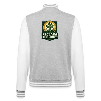 Reclaim the Light – Solarpunk - College-Sweatjacke - Grau meliert/Weiß - Hinten - Marisol (170cm)