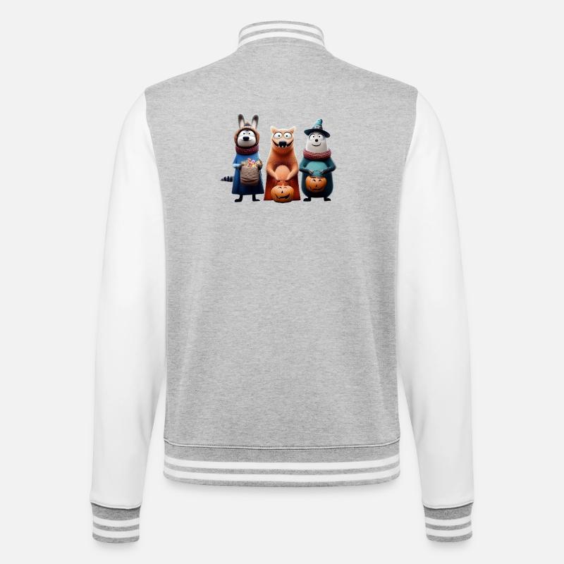 Halloween Squad – Süßes oder Saures Wooligans - College-Sweatjacke - Grau meliert/Weiß