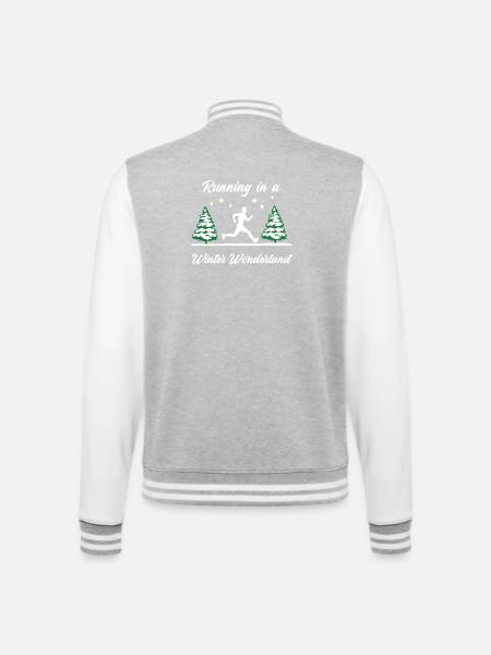 Laufen im Winterwunderland (Männer) - College-Sweatjacke - Grau meliert/Weiß