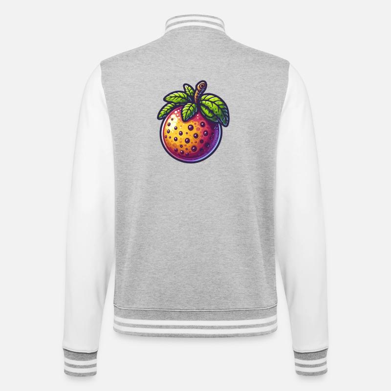 Bunte Passionsfrucht im Urban Style - College-Sweatjacke - Grau meliert/Weiß