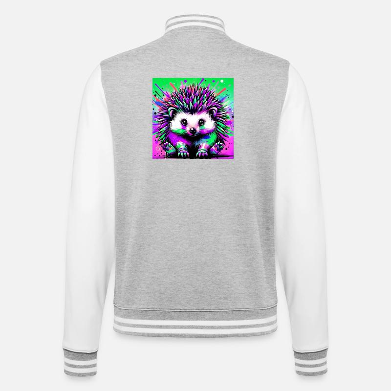 Igel - College-Sweatjacke - Grau meliert/Weiß