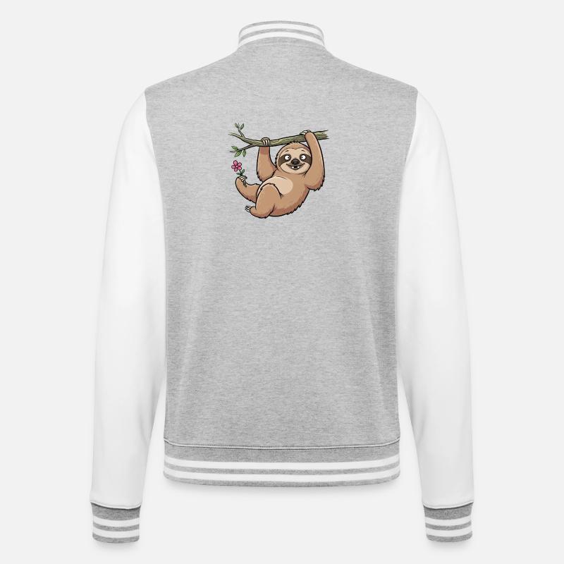 Faultier - College-Sweatjacke - Grau meliert/Weiß