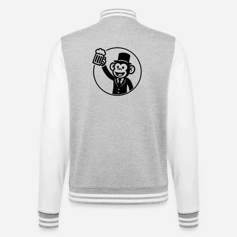 Affe Bräutigam Junggeselle Bier - College-Sweatjacke - Grau meliert/Weiß