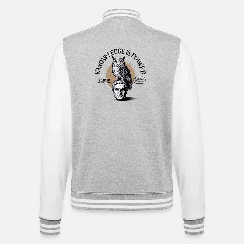 Knowledge Is Power Owl Wisdom - College Sweat Jacket - heather grey/white