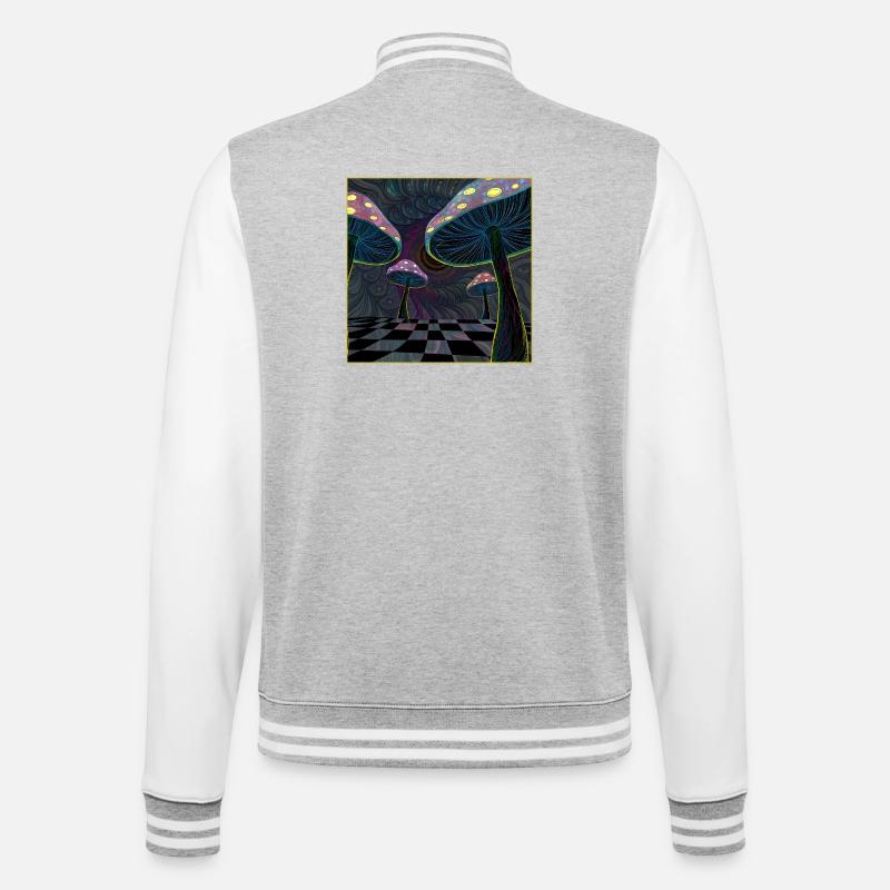 Psychedelic Mushroom Forest Scene - College Sweat Jacket - heather grey/white