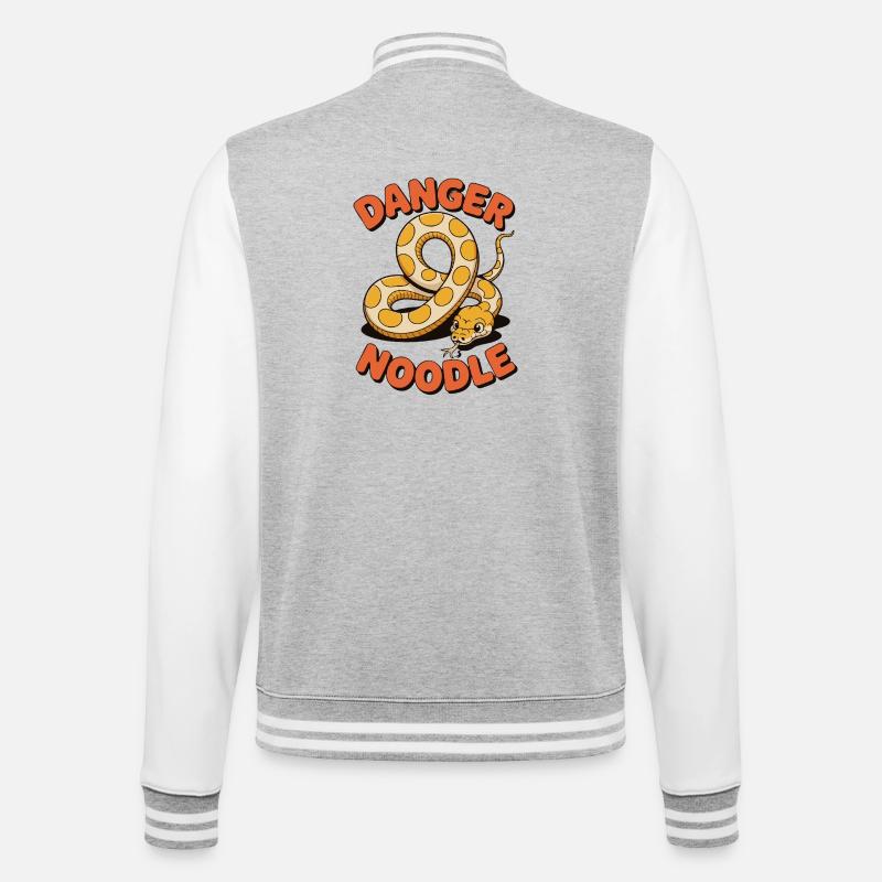 Danger Noodle - Conception de serpent amusante - Veste Teddy - gris chiné / blanc
