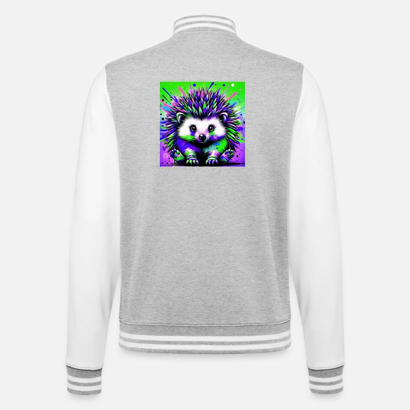 Igel - College-Sweatjacke - Grau meliert/Weiß