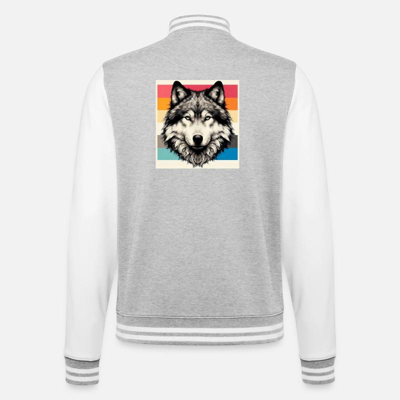 Wolf - College-Sweatjacke - Grau meliert/Weiß