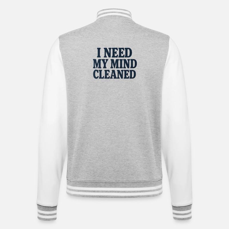 Mindfulness Motivation, Funny Saying Mind Cleaned  - Veste Teddy - gris chiné / blanc