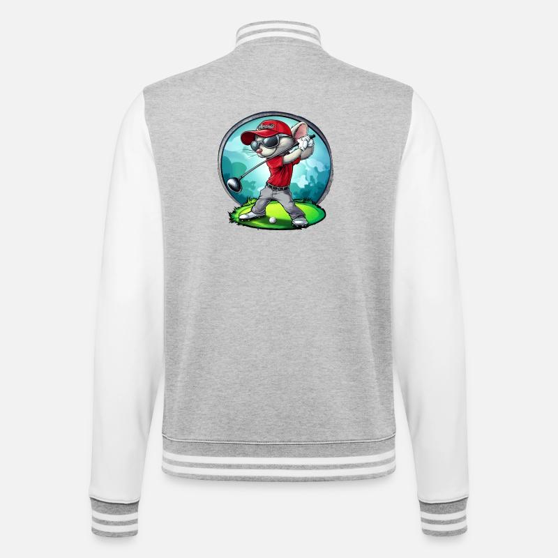 Mäuse Golfer / Golf Maus - College-Sweatjacke - Grau meliert/Weiß