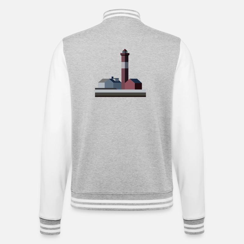 Stilisierter Seestern-Leuchtturm - College-Sweatjacke - Grau meliert/Weiß