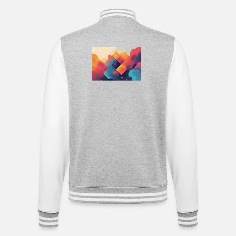 Abstrakte Formen von farbigen Wolken - College-Sweatjacke - Grau meliert/Weiß