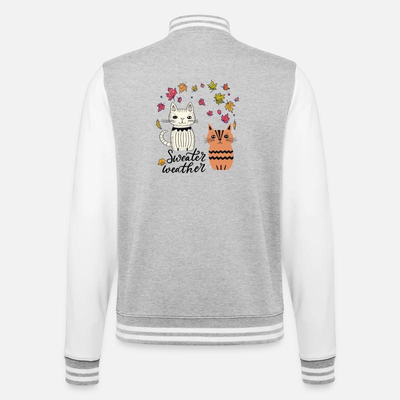 Chats dans les feuilles d'automne - Veste Teddy - gris chiné / blanc
