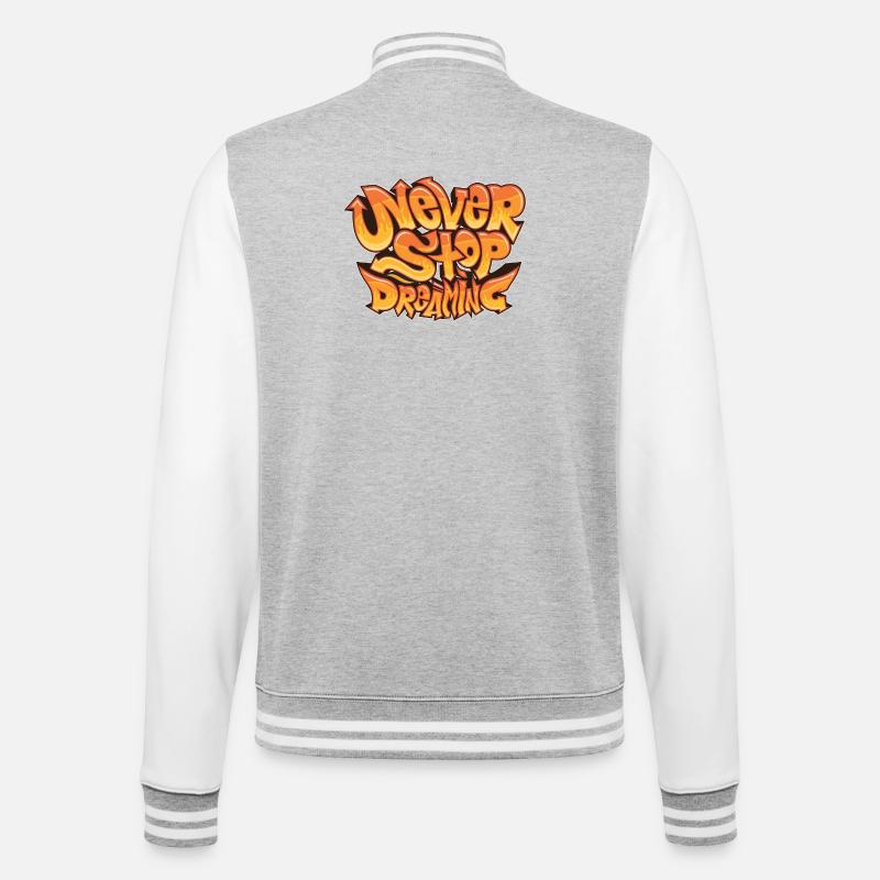 Never Stop Dreaming - College-Sweatjacke - Grau meliert/Weiß