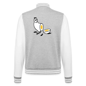 Huhn oder Ei - College-Sweatjacke - Grau meliert/Weiß - Hinten - Marisol (170cm)