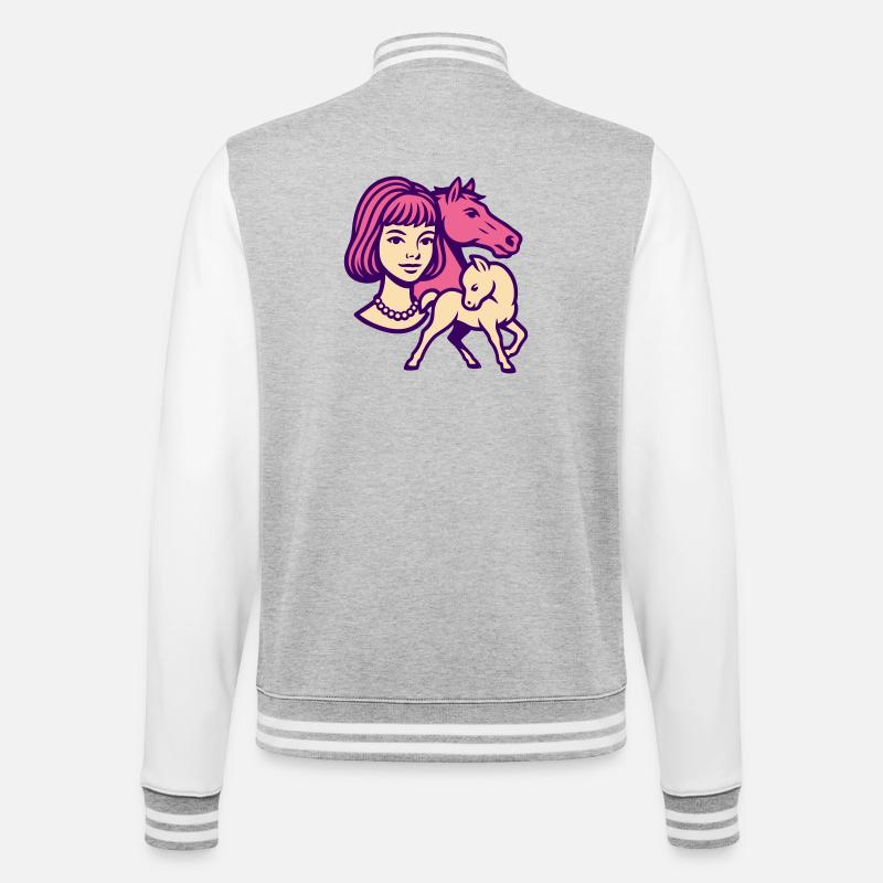 Fille Cheval Pop Art Rose - Veste Teddy - gris chiné / blanc