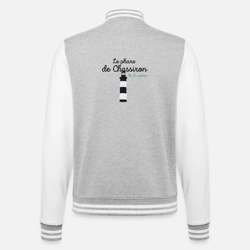 Ile d'Oléron, Chassiron lighthouse - College Sweat Jacket - heather grey/white