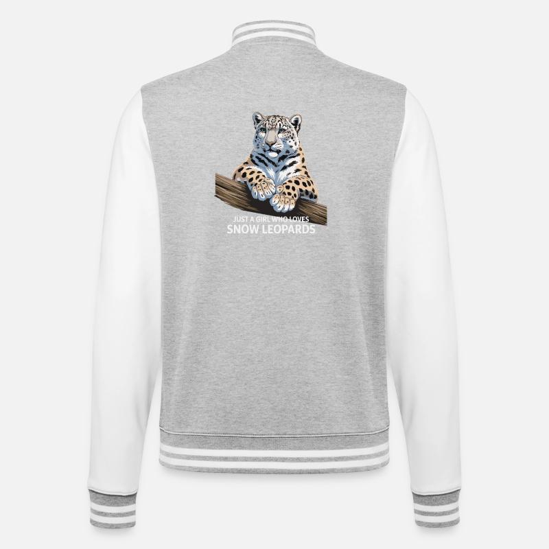 Eisschneeleopard mit liebevollem Blick - College-Sweatjacke - Grau meliert/Weiß