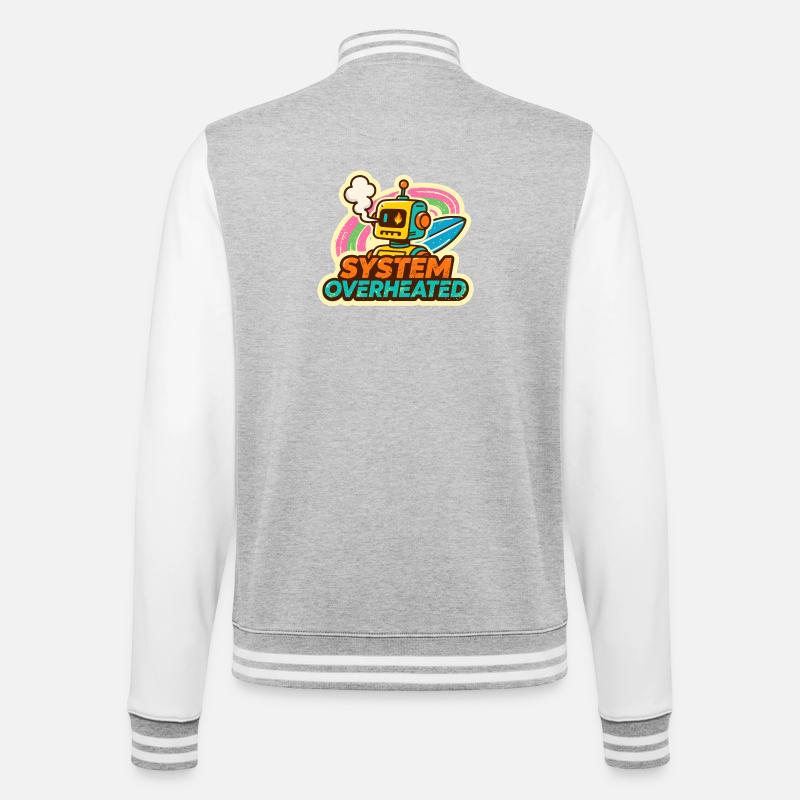 Retro Robot Surf Art Design - College Sweat Jacket - heather grey/white
