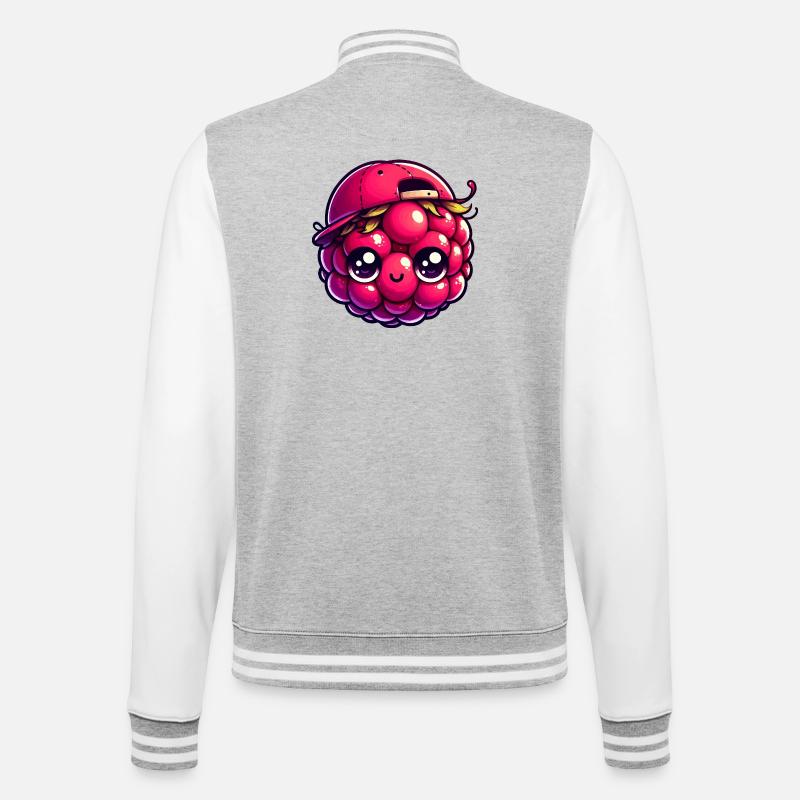 Adorable Raspberry with Cap - College Sweat Jacket - heather grey/white