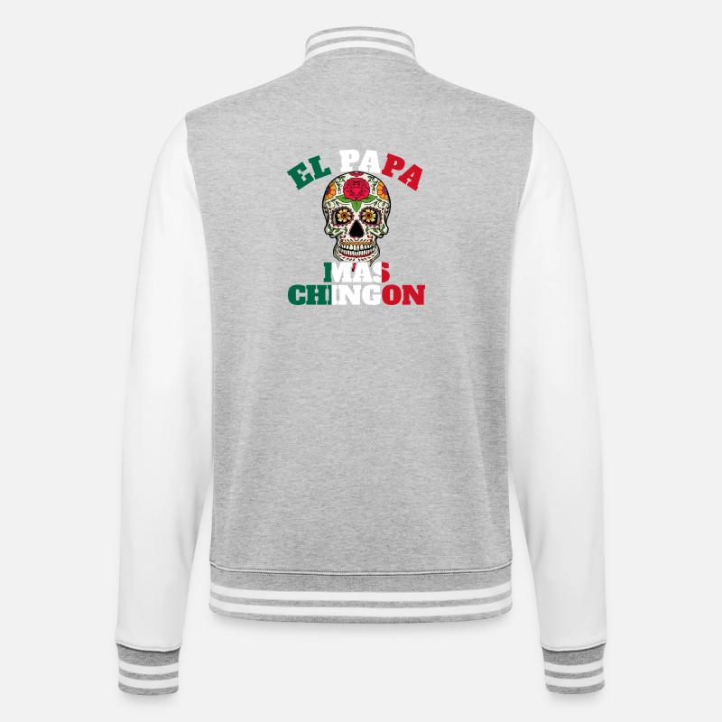 El Papa Mas Chingon - College Sweat Jacket - heather grey/white