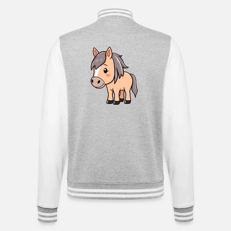 Islandpferd Isländer Pferd - College-Sweatjacke - Grau meliert/Weiß